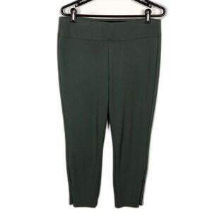 Ecru Birkin Forest Green Ponte Knit Pull On Ankle Crop Pants Women's Size Large